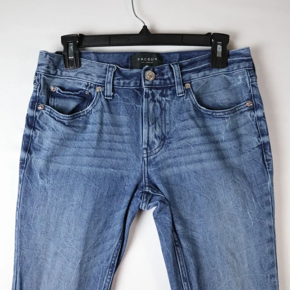 Pacsun Jeans Mens 30x28 Straight Leg Blue Denim Pants Zip Fly Button Los Angeles
